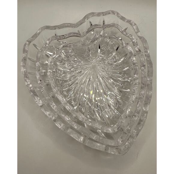 Heart Shaped Glass Dish (Set of 3) Jewelry Trinket Clear Nested trinket Dish - Picture 1 of 4